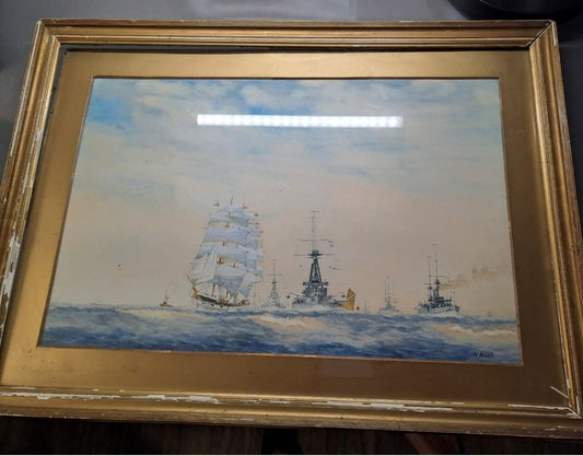 Watercolor Battleship Bismarck by H.Buch