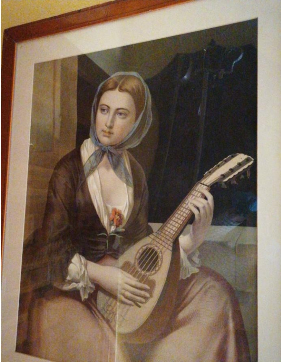 19th century Harmony in Ink: Woman with Mandolin
