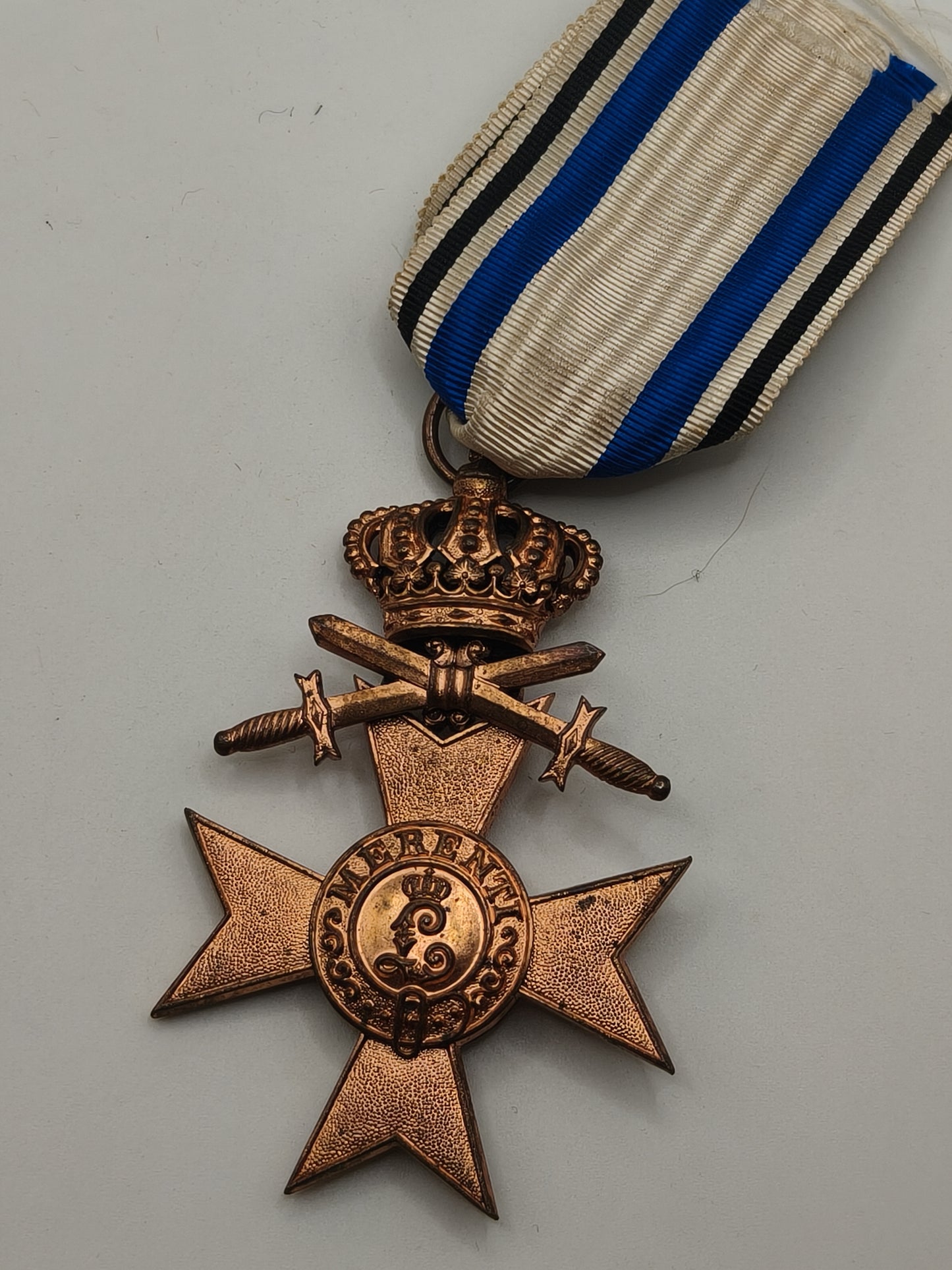 Bavarian Military Order Medal with swords and crown.