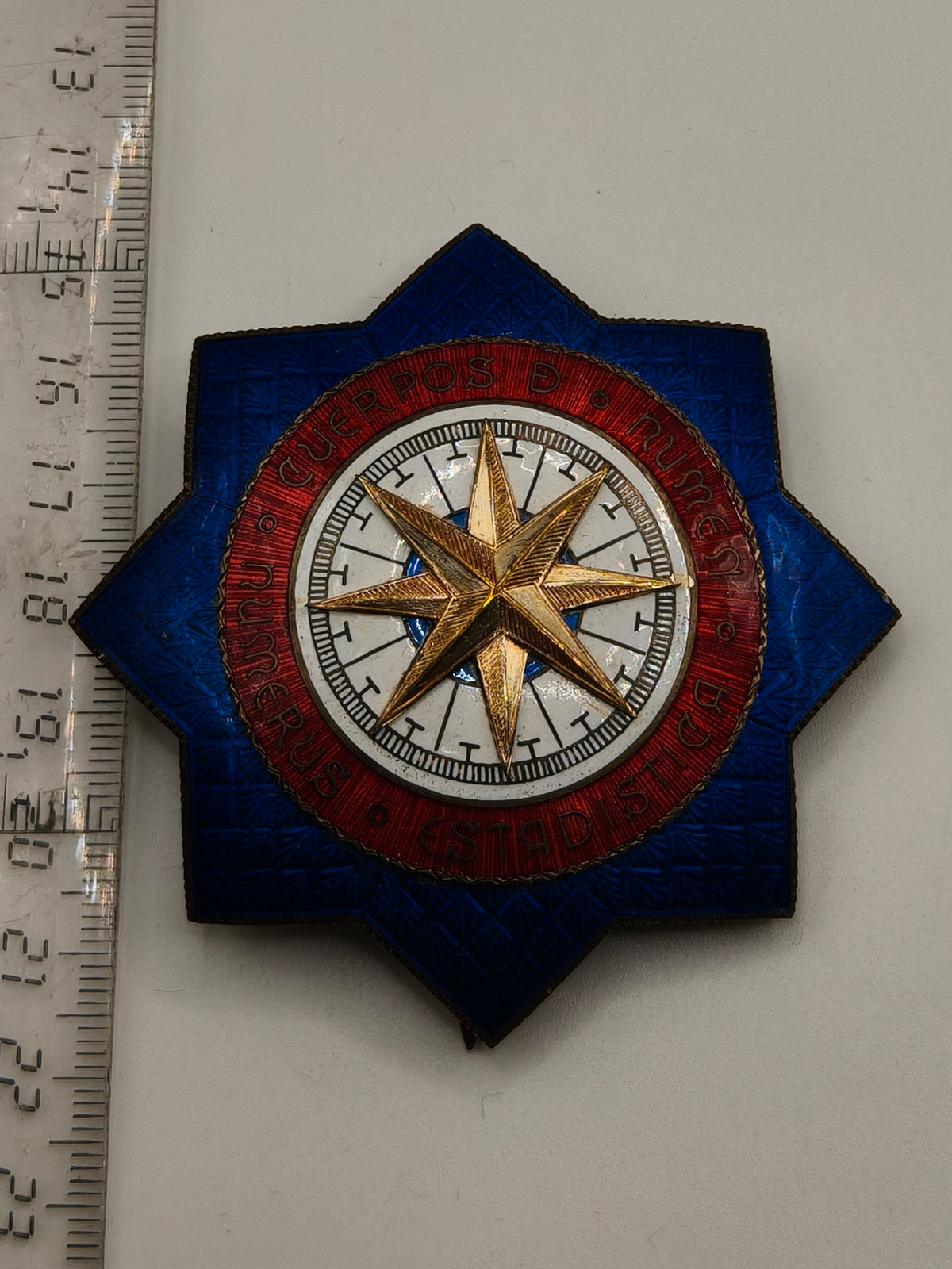 Order of Geographical Merit Service, Breast Star. Franco's Period, Spain.