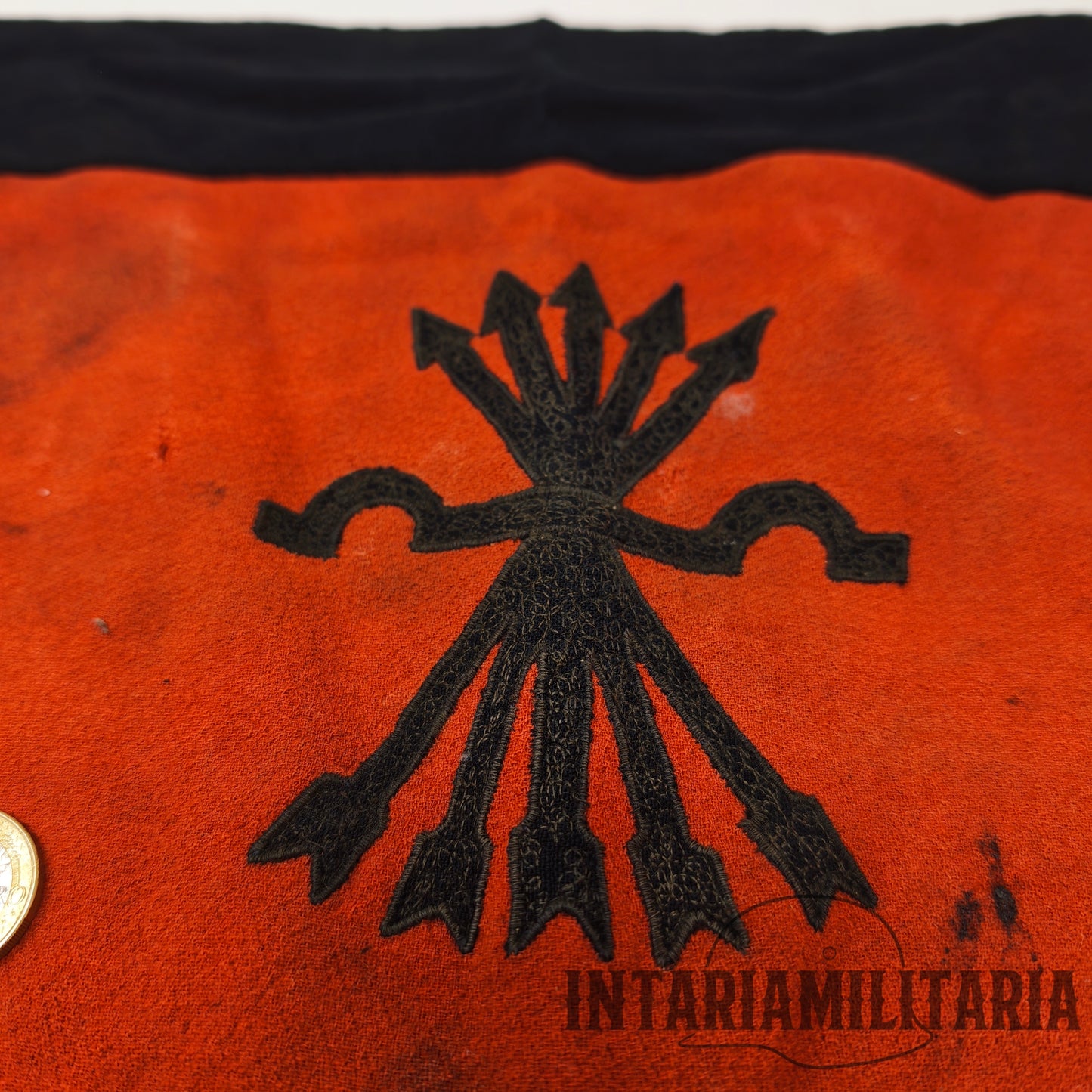 Banderín de Falange Plana Mayor tercer regimiento. Guerra civil española.