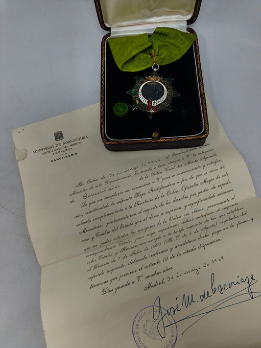Agricultural Merit Order, Commander Class Medal. Spain Franco's Period.