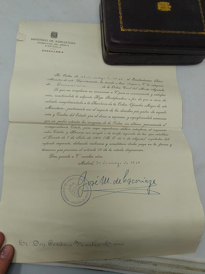 Agricultural Merit Order, Commander Class Medal. Spain Franco's Period.