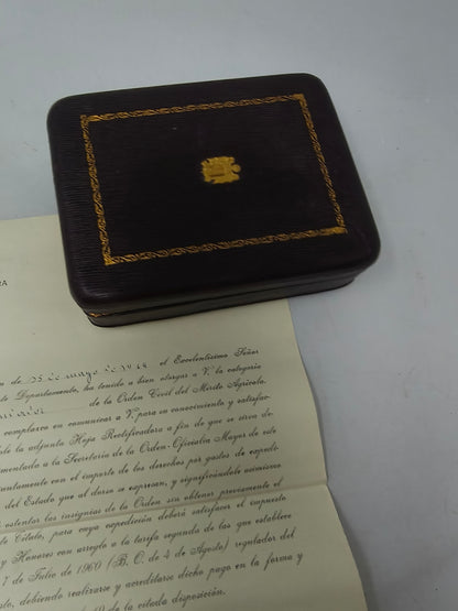 Agricultural Merit Order, Commander Class Medal. Spain Franco's Period.