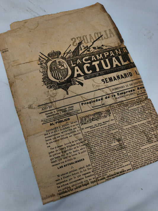 Newspaper Spanish-American War. Original.