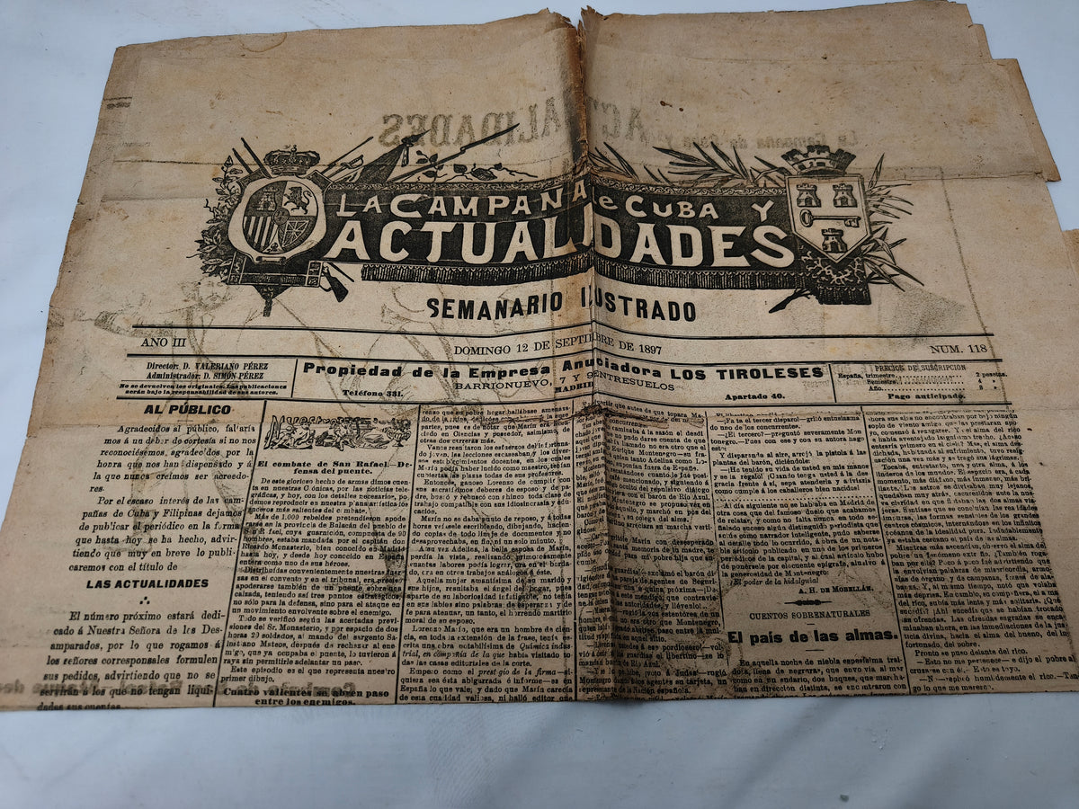 Newspaper Spanish-American War. Original.