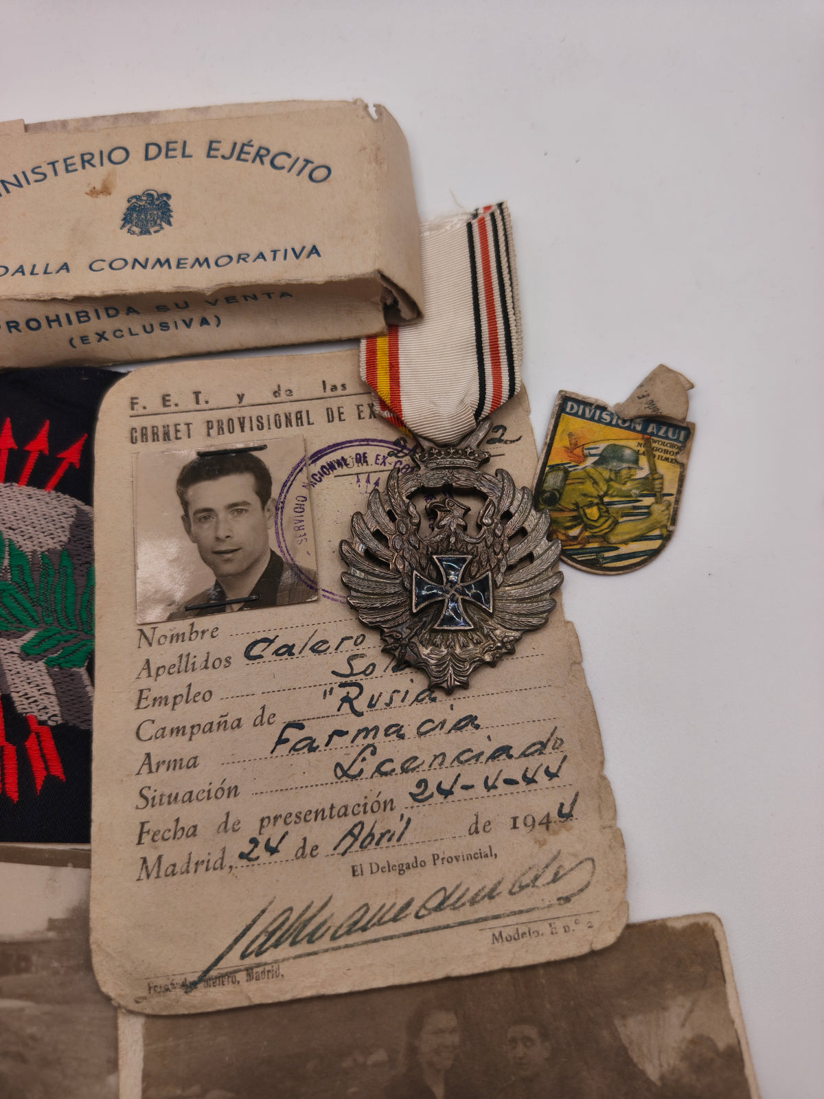 Blue Division Lot, Medal of Campaign 1941, Pacht and Documents