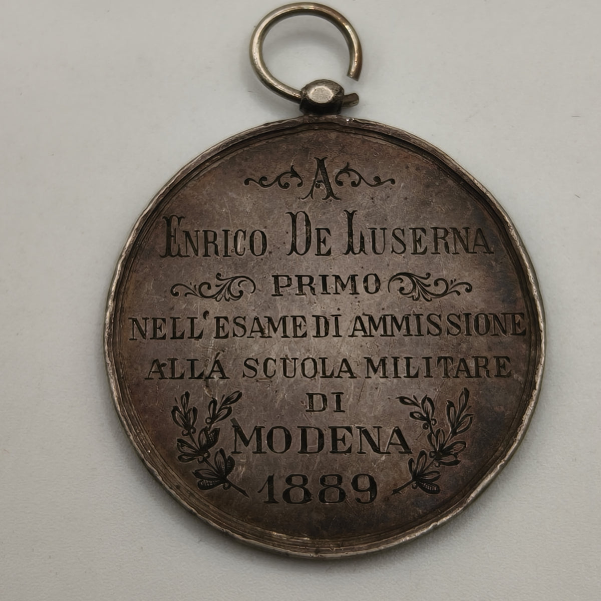 Silver Medal, "Scuola Militare di Modena". Milan, Italy 1889.