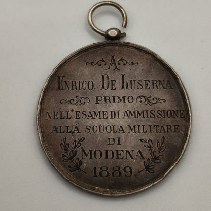 Silver Medal, "Scuola Militare di Modena". Milan, Italy 1889.