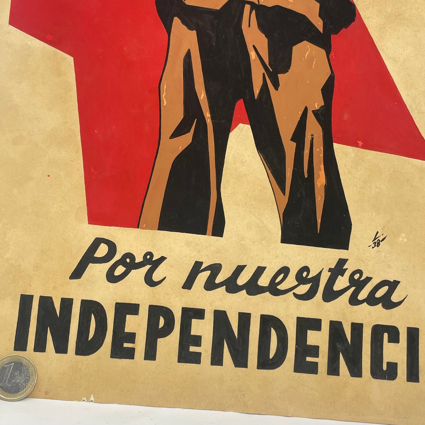 Boceto Pintado Guerra civil Española "Por Nuestra independencia" Republicano