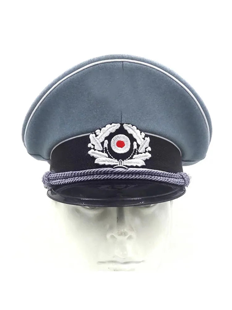 Gorra trituradora de lana de oficial WH M36 del ejército alemán de la Segunda Guerra Mundial, sombrero con cordón para la barbilla en tamaño