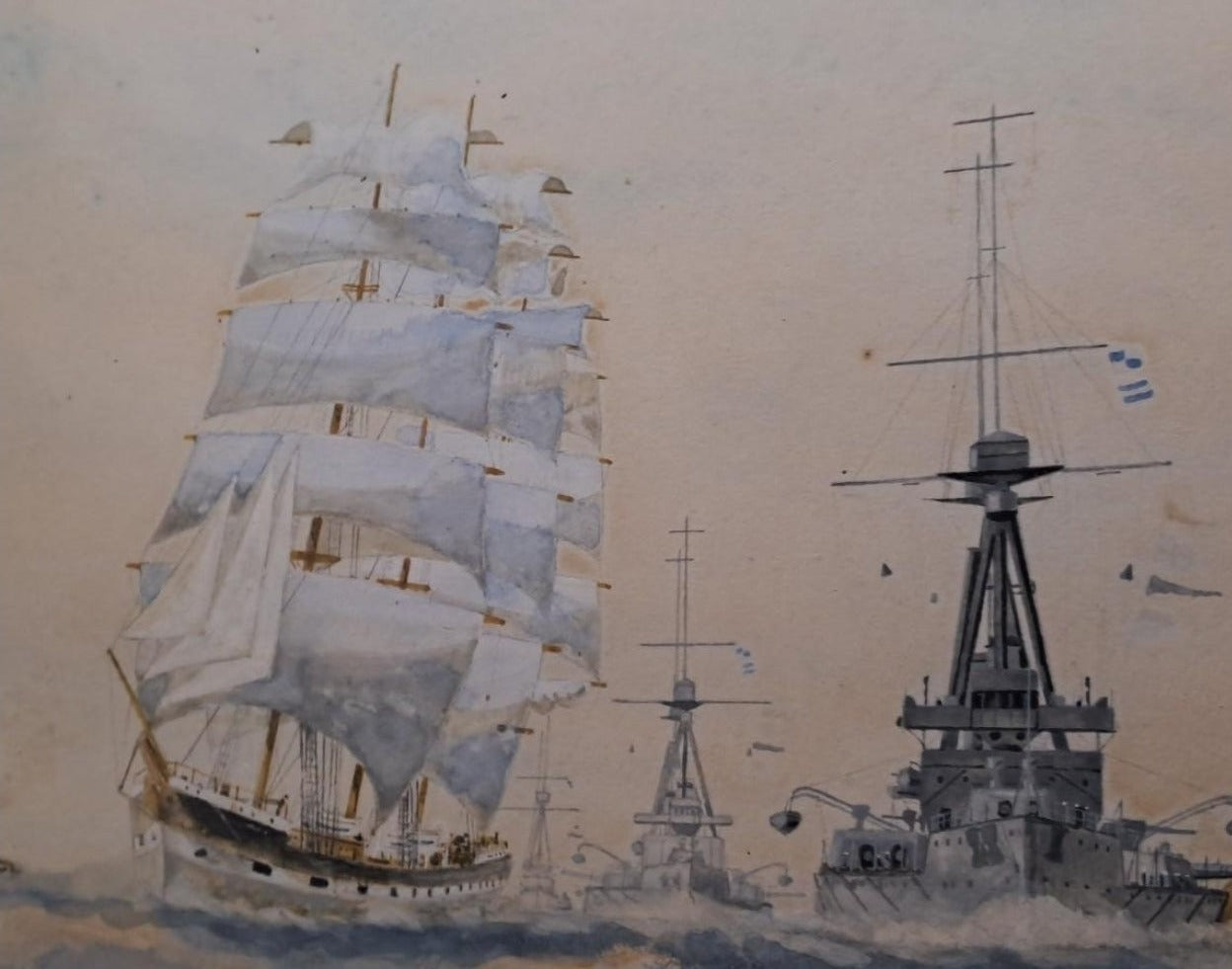 Aquarell Schlachtschiff Bismarck von H.Buch
