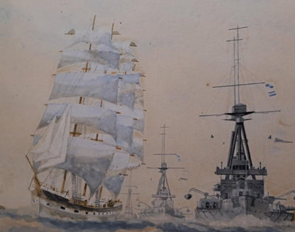 Aquarell Schlachtschiff Bismarck von H.Buch