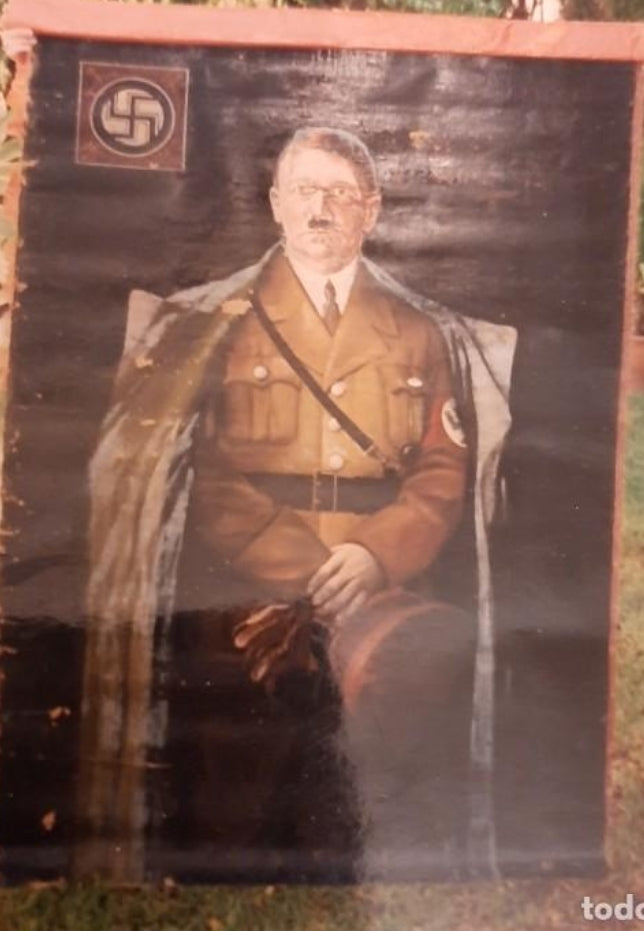 Large oil painting with portrait of Adolf Hitler