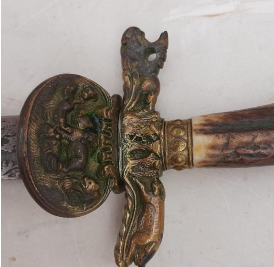 German hunting dagger with markings