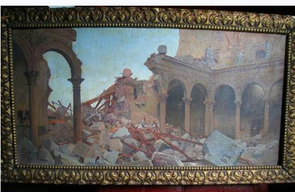 Alcázar de Toledo Guerra Civil óleo sobre lienzo pintado por César Álvarez Dumont. 