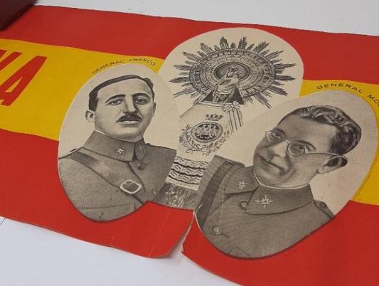 PROPAGANDISTISCHES PLAKAT VON GENERAL FRANCO UND GENERAL MOLA 