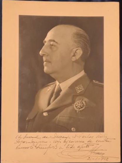 Franco-Bild mit Tusche-Widmung an den spanischen General