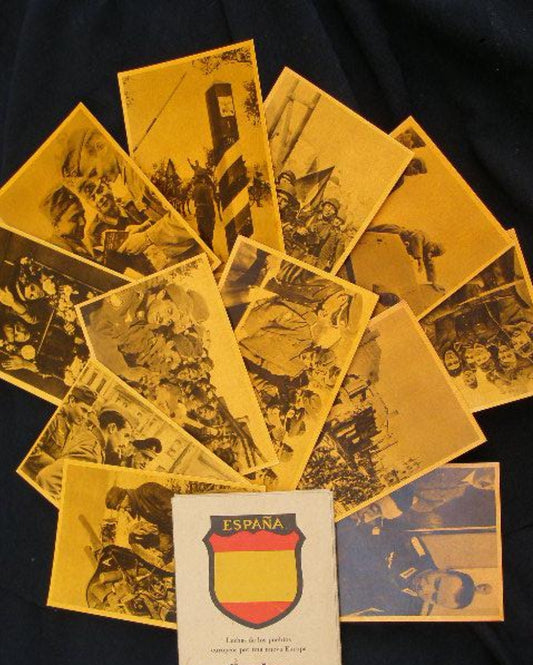 Spanische Propagandapostkartenserie der Blauen Division aus dem Zweiten Weltkrieg, herausgegeben von der deutschen Wehmacht Propaganda-Kompanie. Vollständig).