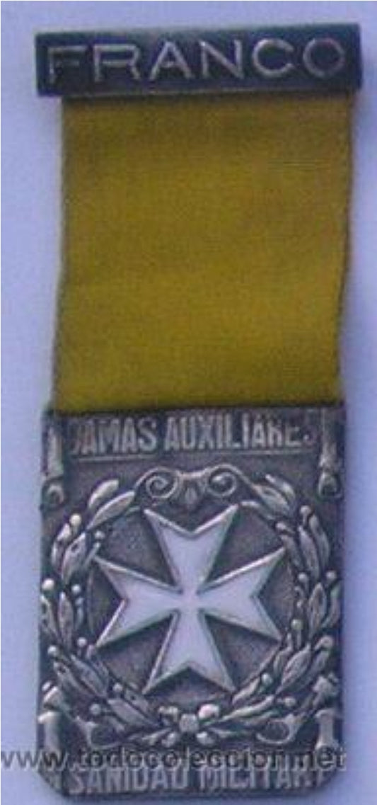 Sanity-Dame-Medaille der Franco-Armee aus der Zeit des Spanischen Bürgerkriegs.