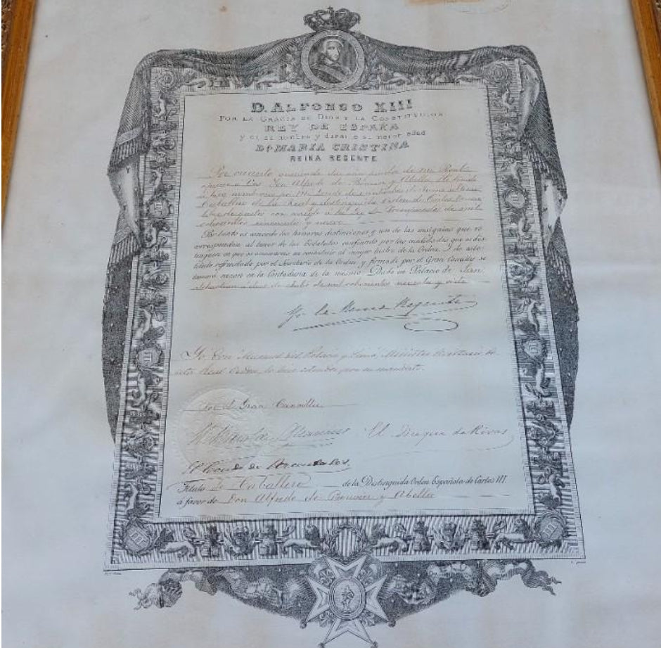Diploma de la orden de Carlos III