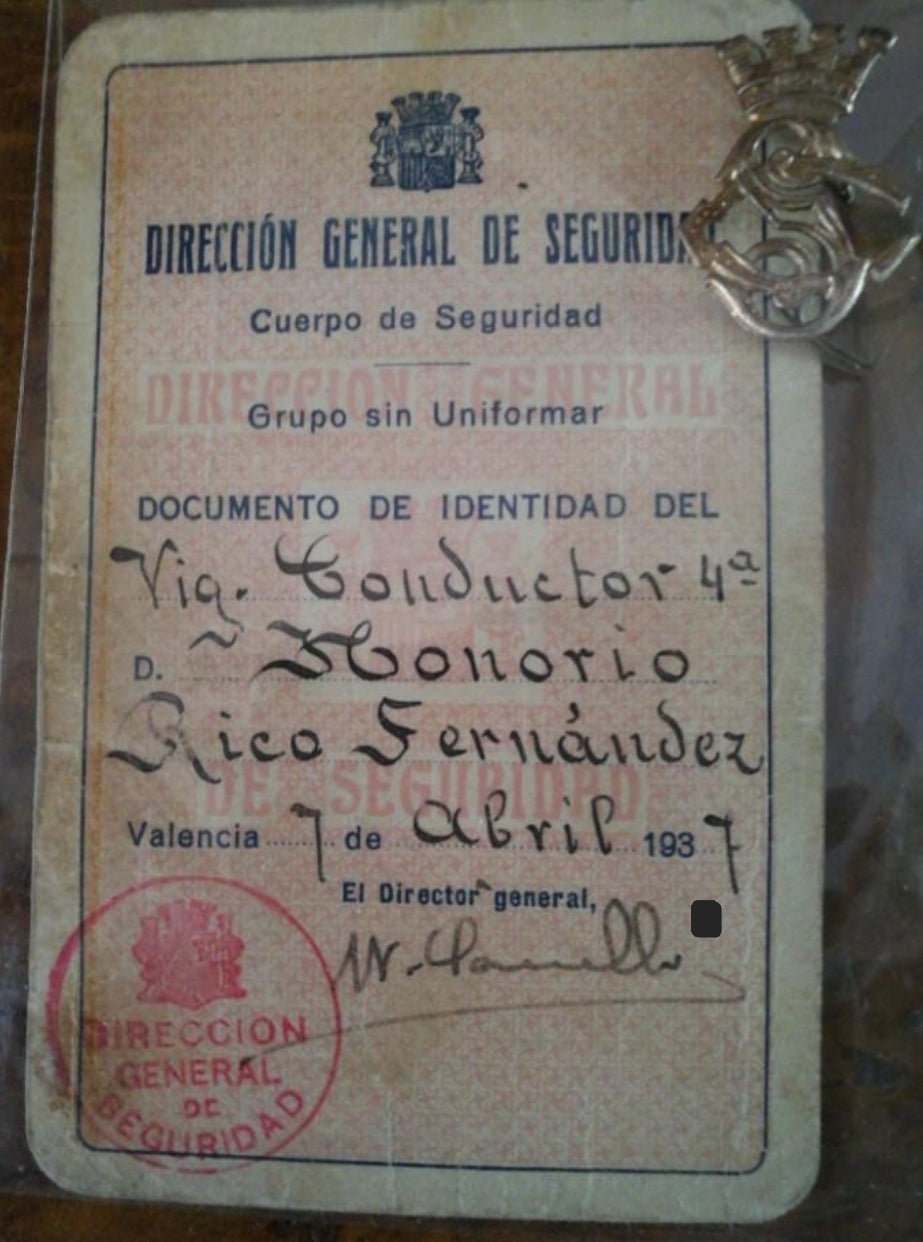 Tarjeta de la fuerza de seguridad republicana 1937 