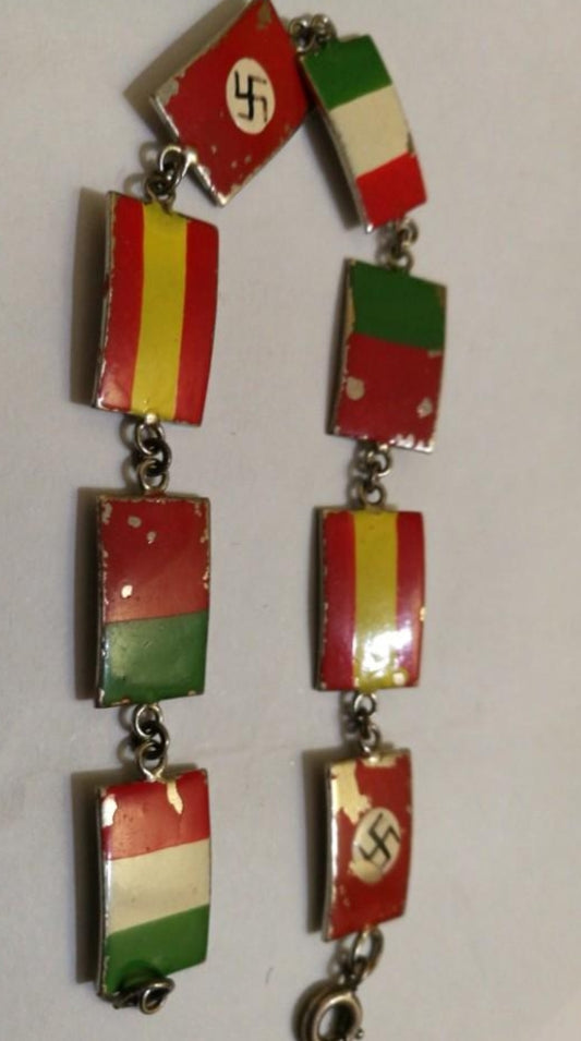 German propaganda bracelet with the flags of the allied countries of germany