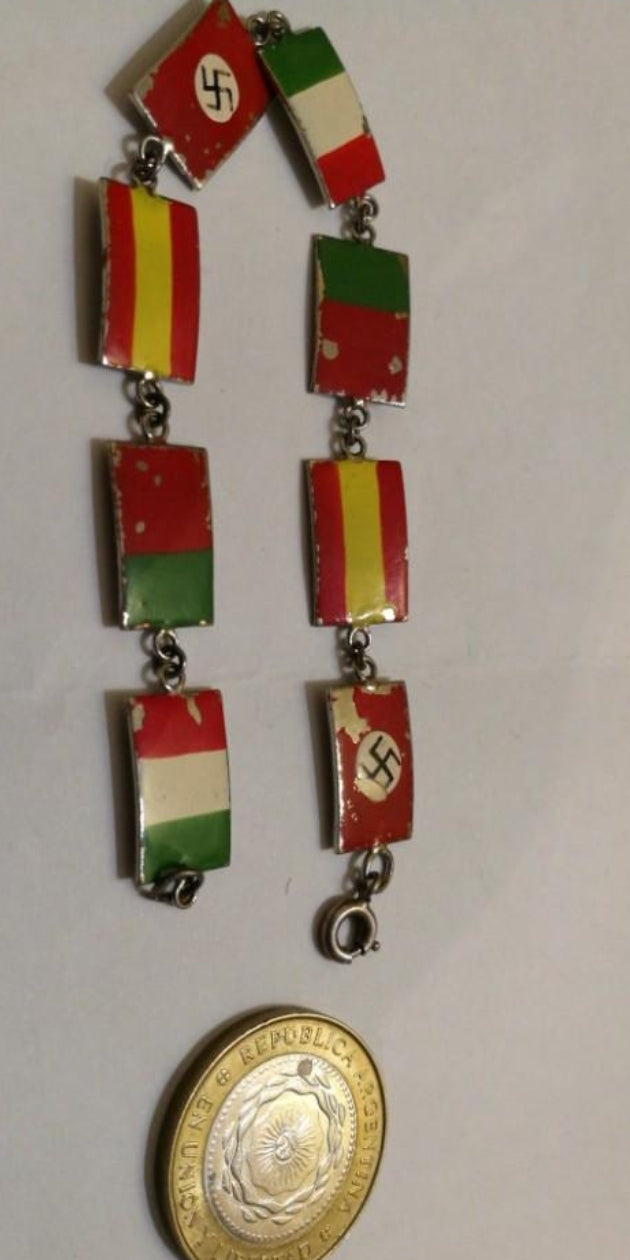 German propaganda bracelet with the flags of the allied countries of germany