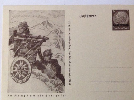 Postcard III Reich - Mountain Troops - uncirculated