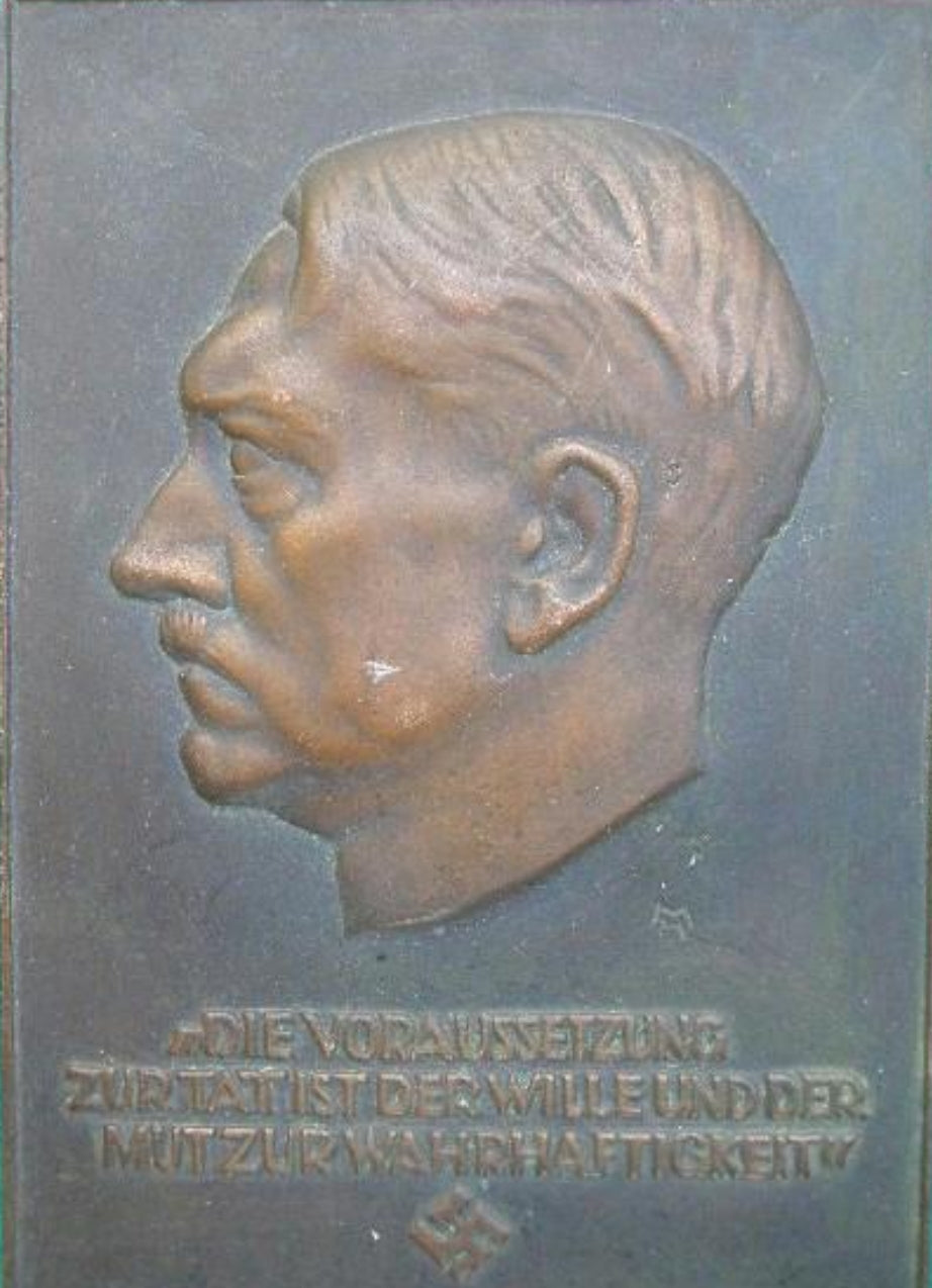 BRONZE PROPAGANDA PLAQUE OF ADOLF HITLER