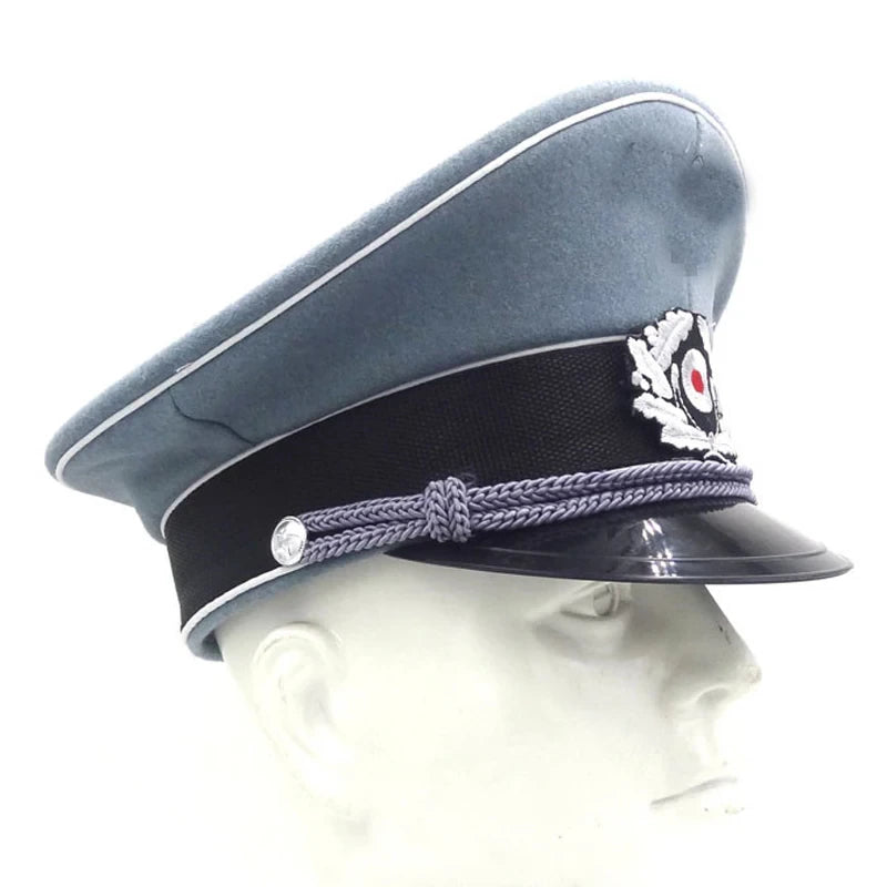 Gorra trituradora de lana de oficial WH M36 del ejército alemán de la Segunda Guerra Mundial, sombrero con cordón para la barbilla en tamaño