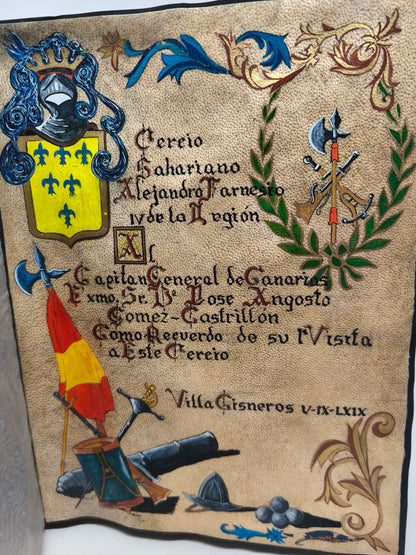 Album dedicado capitán General de Canarias a villa Cisneros Alejandro de Farnesio Legión