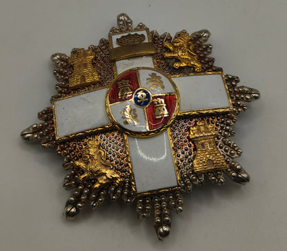 Cruz placa al Mérito Militar orden distintivo blanco. Época Franco España.