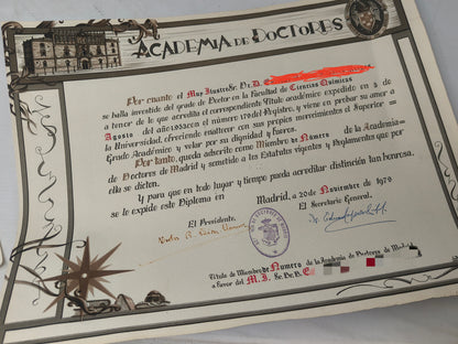 Doctors Academy Medal, Madrid Spain.