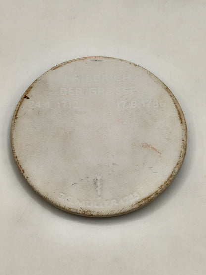 KPM Berlin white biscuit porcelain medallion. Frederick The Great