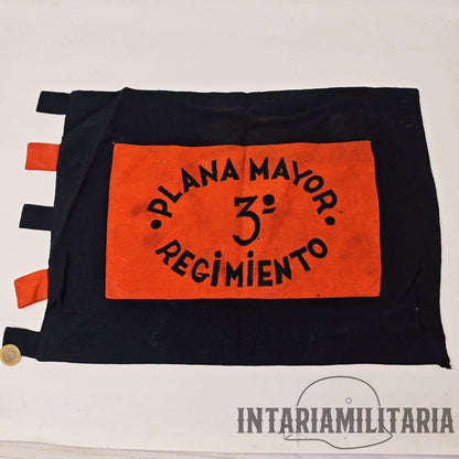 Banderín de Falange Plana Mayor tercer regimiento. Guerra civil española.