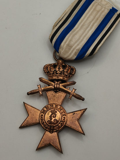 Bavarian Military Order Medal with swords and crown.