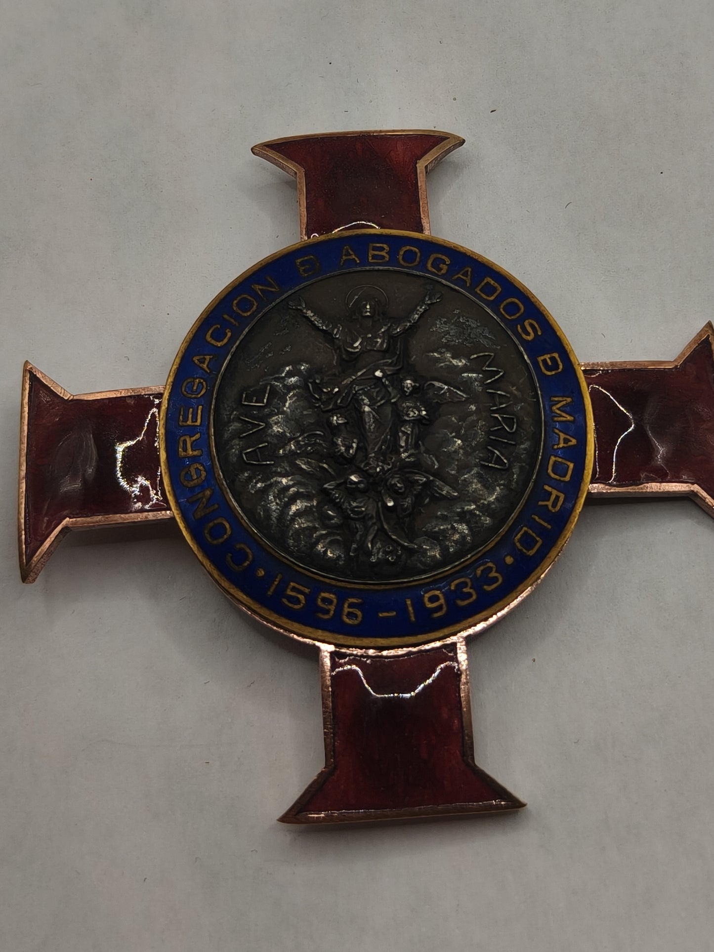 Placa cruz Colegio Abogados de Madrid. II República España. 1933