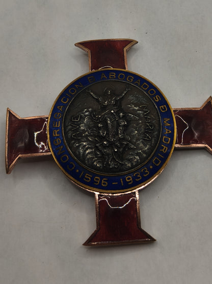 Placa cruz Colegio Abogados de Madrid. II República España. 1933