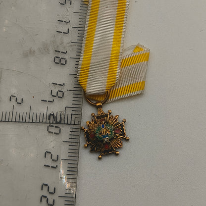 Mini Medal Order of Isabel la Catolica, Grand Cross with ribbon. Spain.