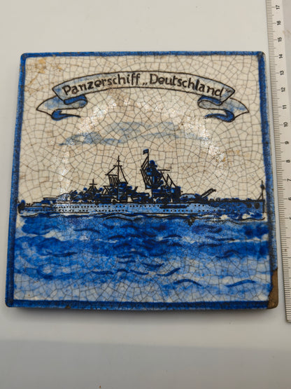 PanzerSchiff Deutschland Porcelain Paque. IIWW Germany