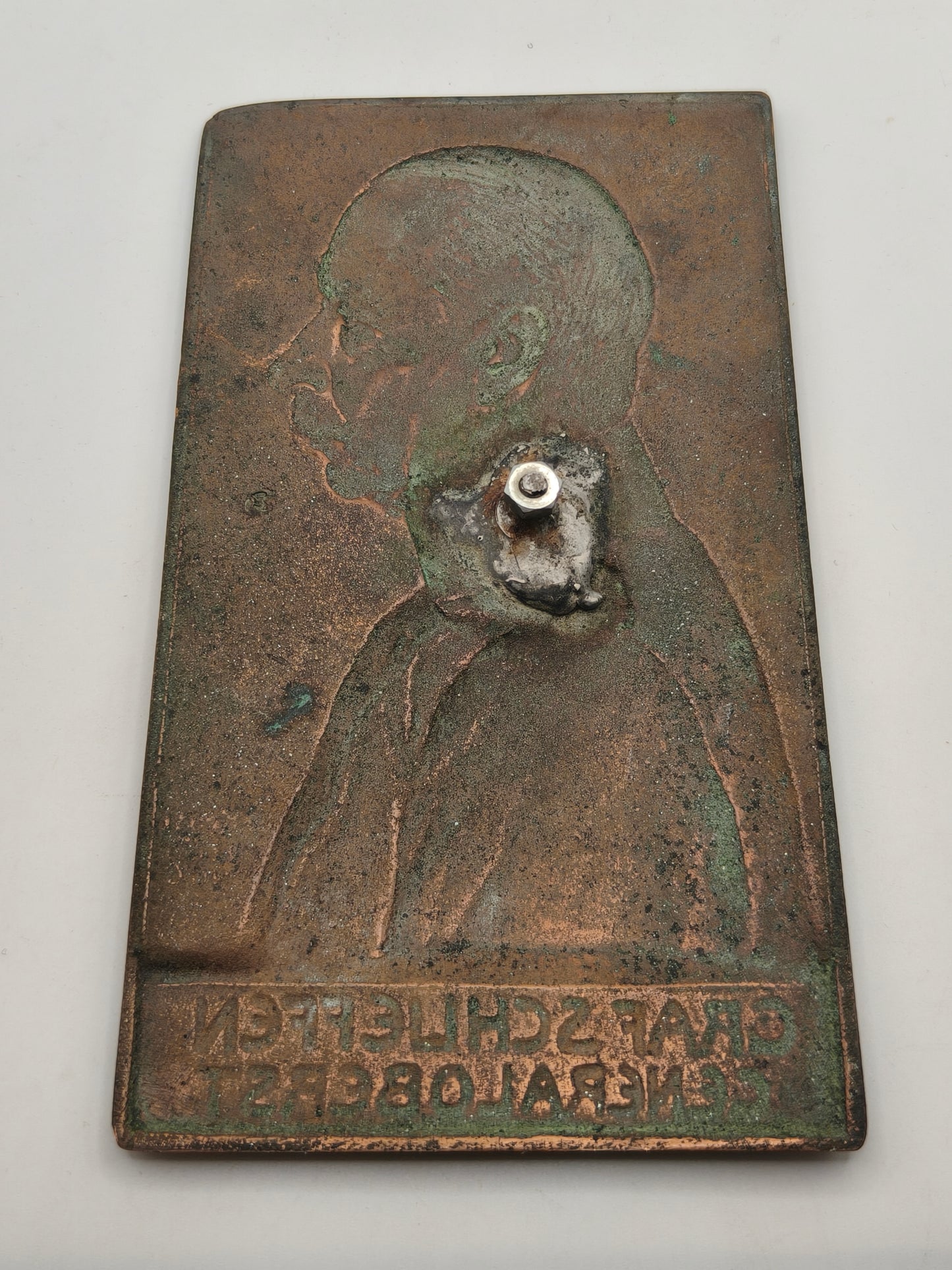 Count Schlieffen Colonel General Bronze Bronze Plaque. Germany IWW