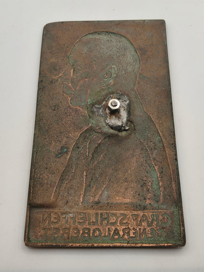 Count Schlieffen Colonel General Bronze Bronze Plaque. Germany IWW
