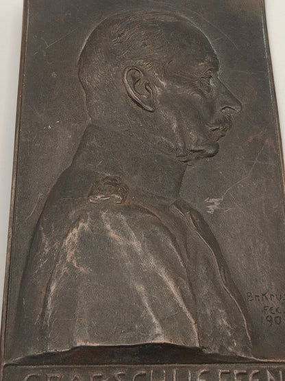 Count Schlieffen Colonel General Bronze Bronze Plaque. Germany IWW
