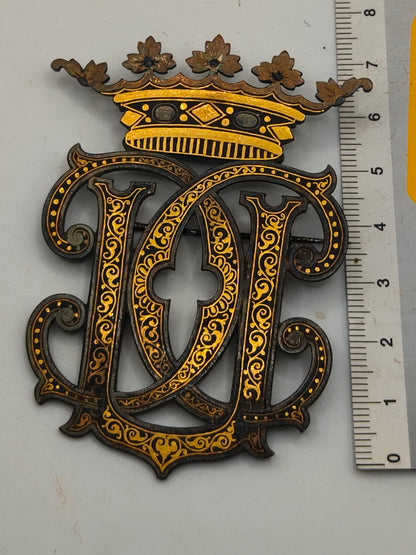 monogram for the Carlist pretender King Carlos V. damascene work. I Carlist War.