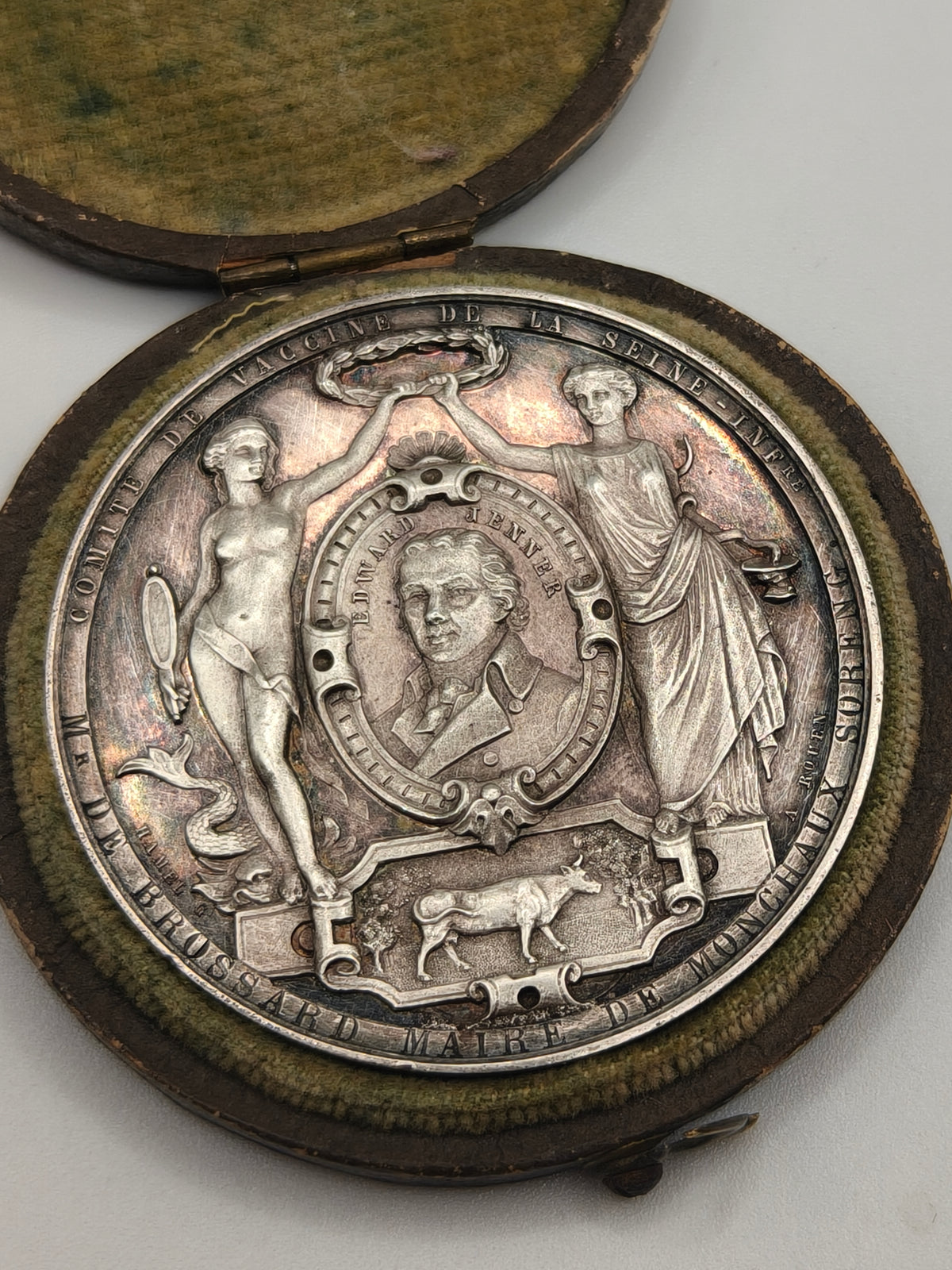 Sterling Silver Medal Napoleon III, "Comité de Vaccine de la Seine-Inférieure". 1851 Imperial France.