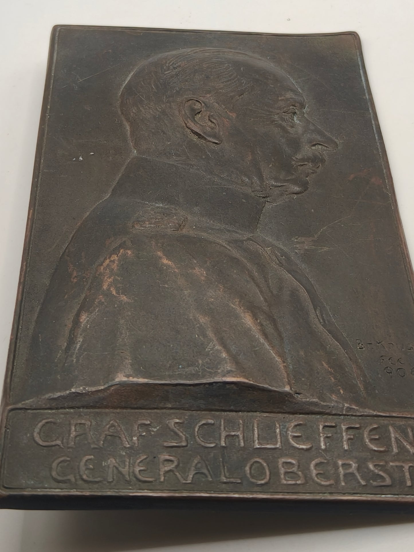 Count Schlieffen Colonel General Bronze Bronze Plaque. Germany IWW