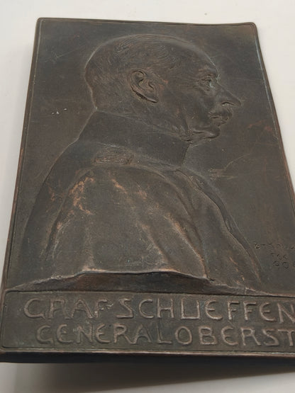 Count Schlieffen Colonel General Bronze Bronze Plaque. Germany IWW