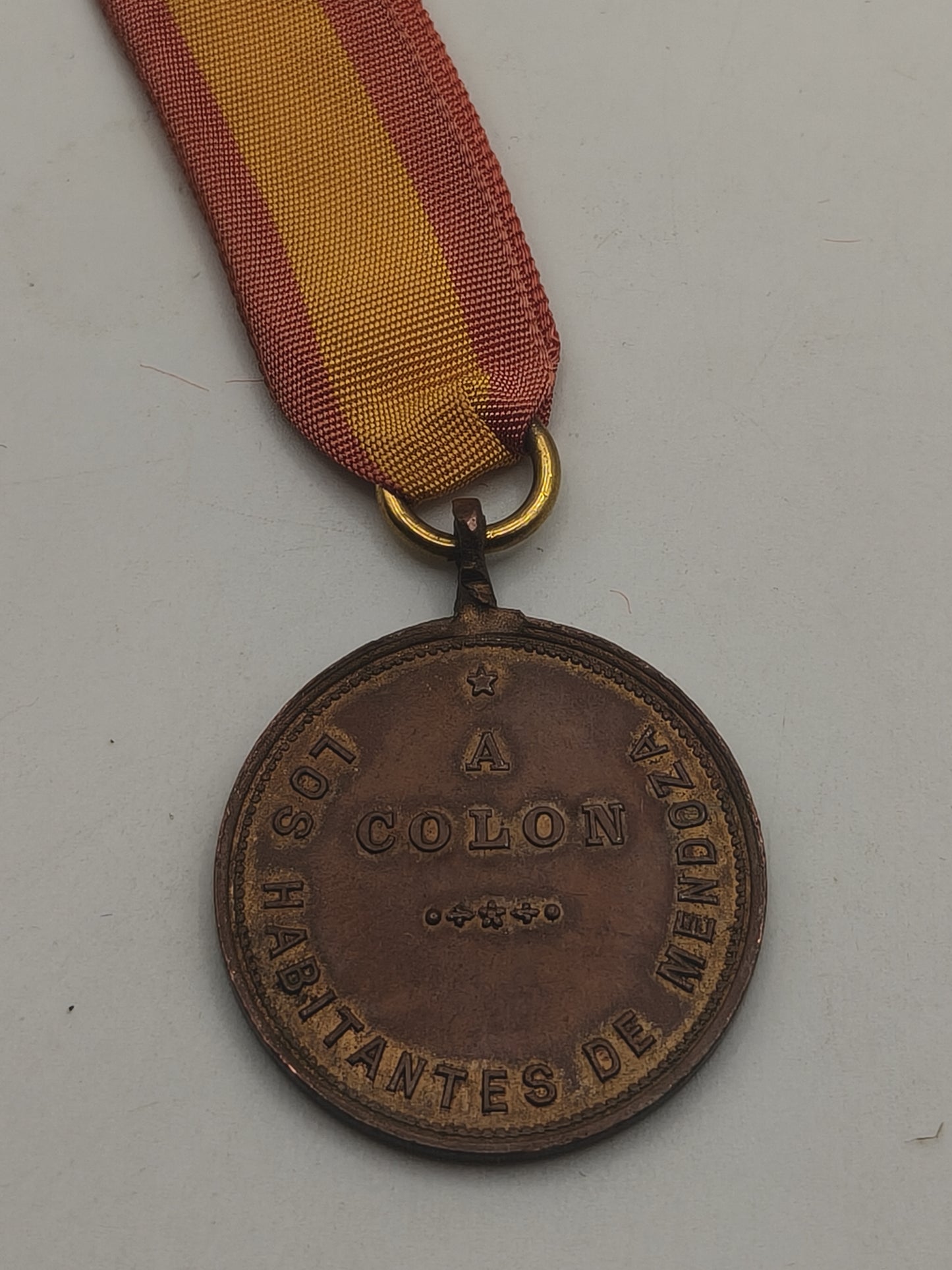 Cristobal Colon Conmemorative Medal Mendoza. Argentina