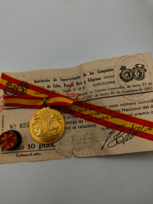 Medalla veteranos guerra de Cuba y Filipinas